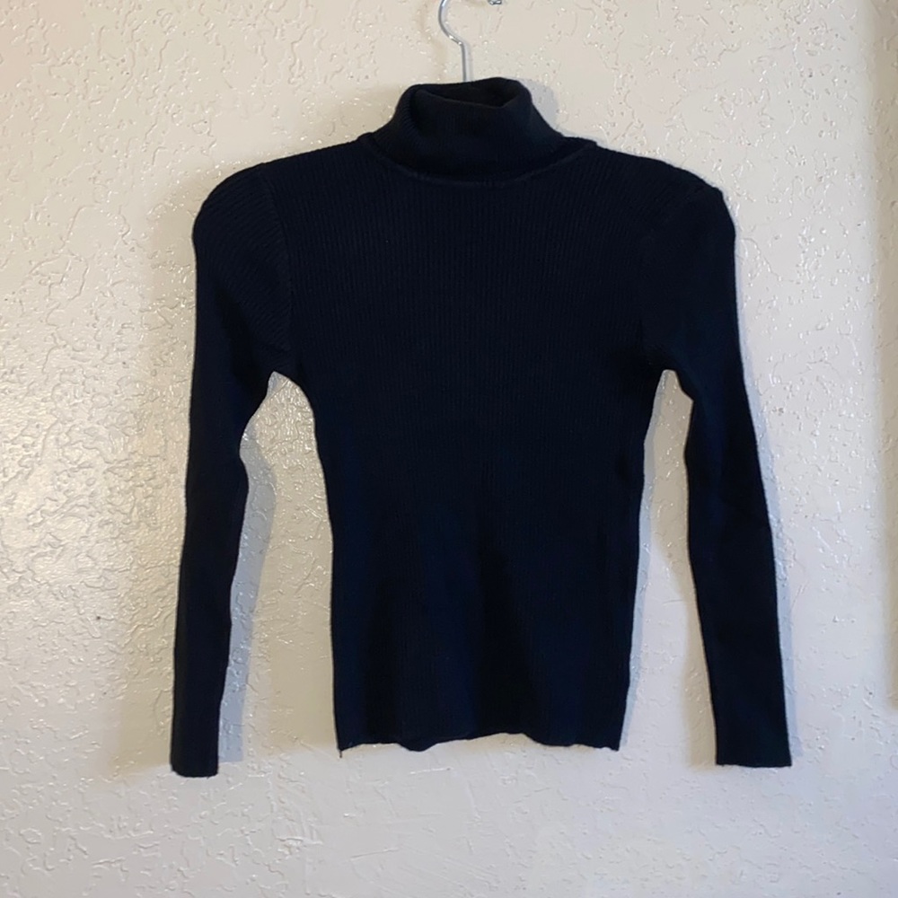 Ribbed Black Turtle Neck Long Sleeve